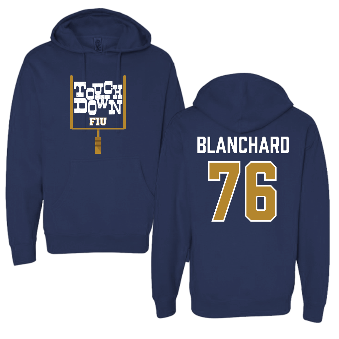 Florida International University Football Navy Touchdown Hoodie - #76 Bo Blanchard