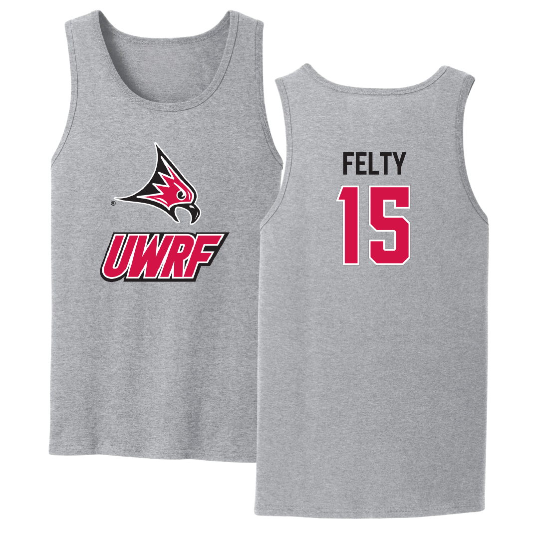 University of Wisconsin-River Falls Soccer Sport Gray Tank Top - #15 Elizabeth Felty
