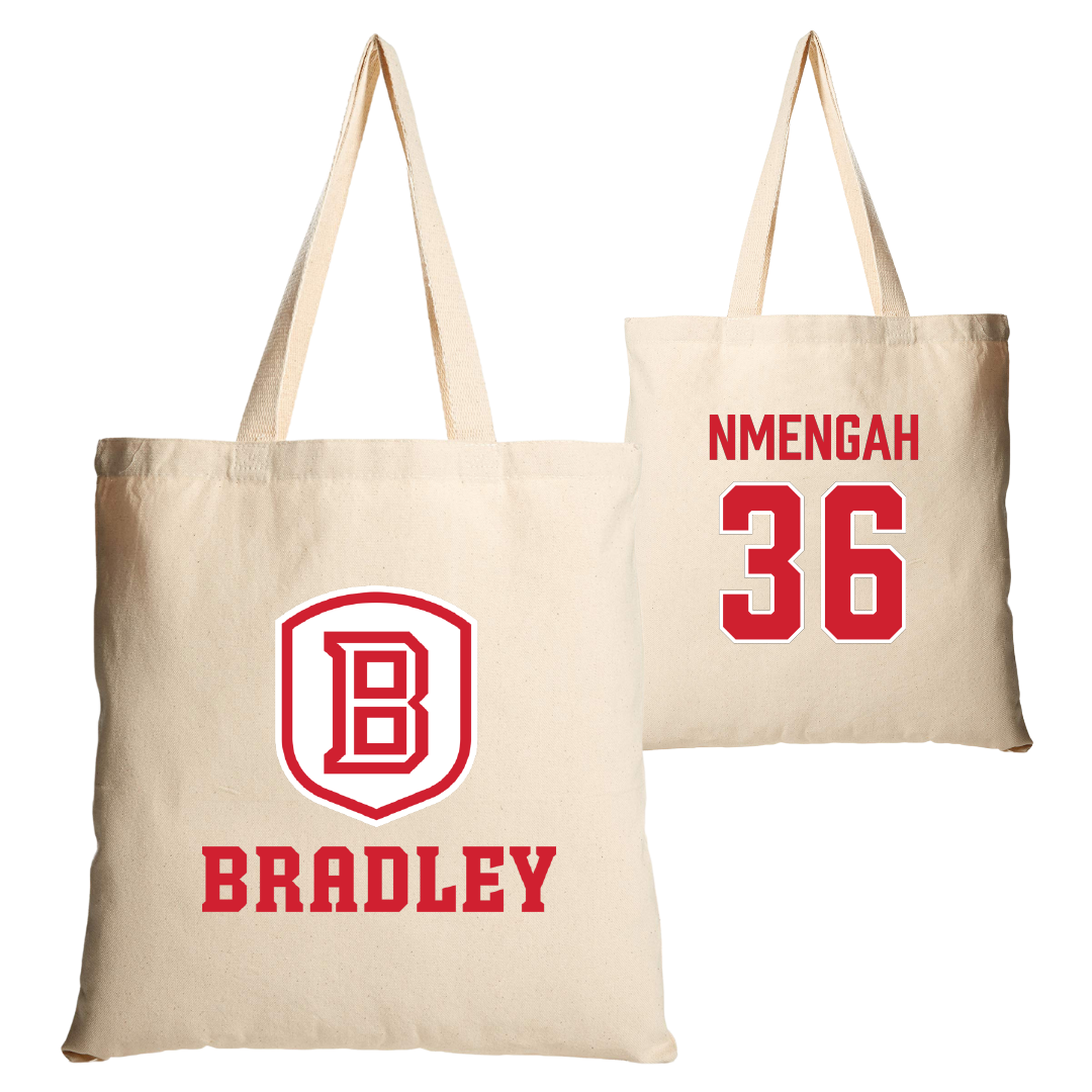 Bradley University Soccer Tan Canvas Tote Bag - #36 Franc Nmengah