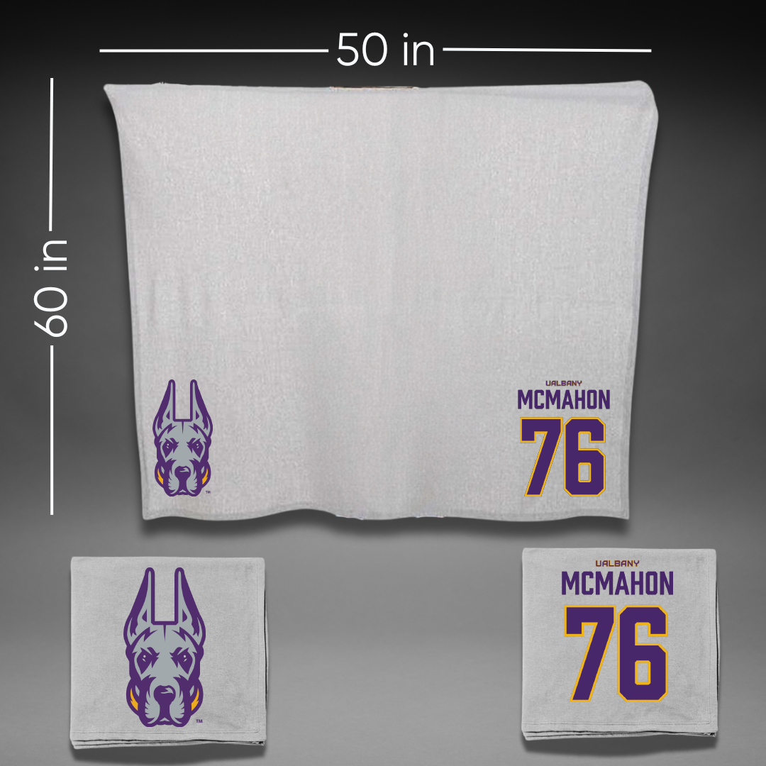 University at Albany Football Gray Blanket - #76 Joey McMahon