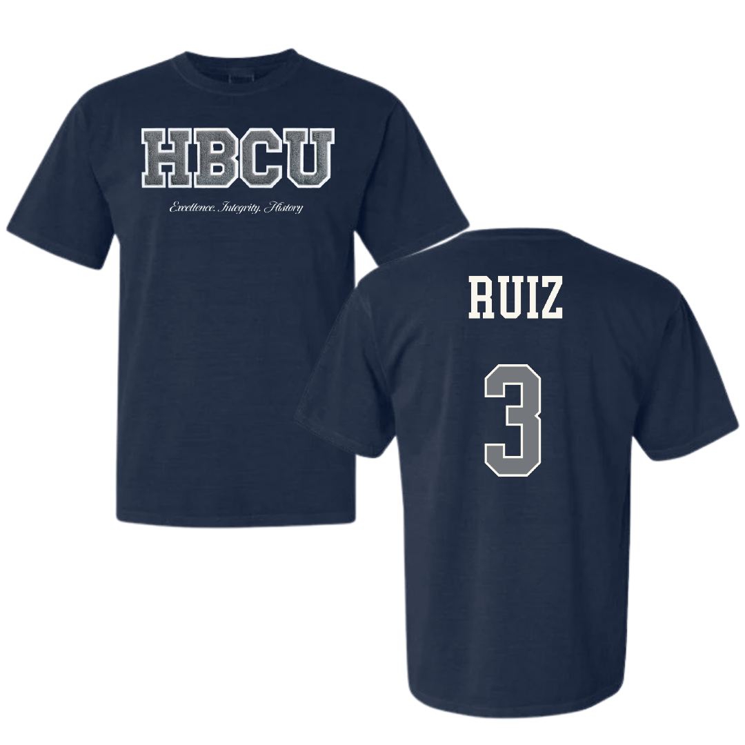 Jackson State University Softball Navy HBCU Varsity Comfort Colors Tee - #3 Amaya Ruiz