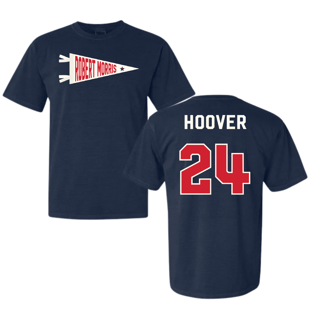 Robert Morris University Softball Navy Pennant Comfort Colors Tee - #24 Mackenzie Hoover