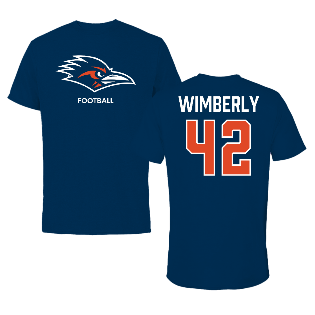 University of Texas at San Antonio Football Navy Tee - #42 Daemian Wimberly