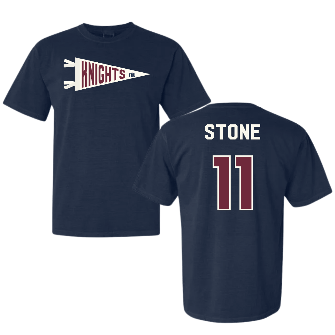 Fairleigh Dickinson University-Metropolitan Campus Softball Navy Pennant Comfort Colors Tee - #11 Ayden Stone
