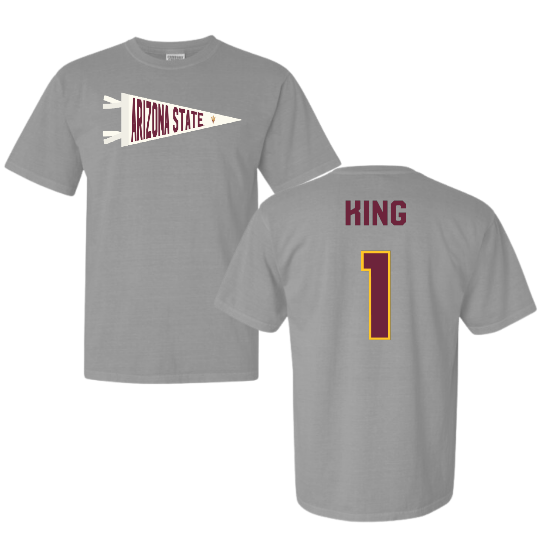 Arizona State University Baseball Light Gray Pennant Comfort Colors Tee - #1 Matt King
