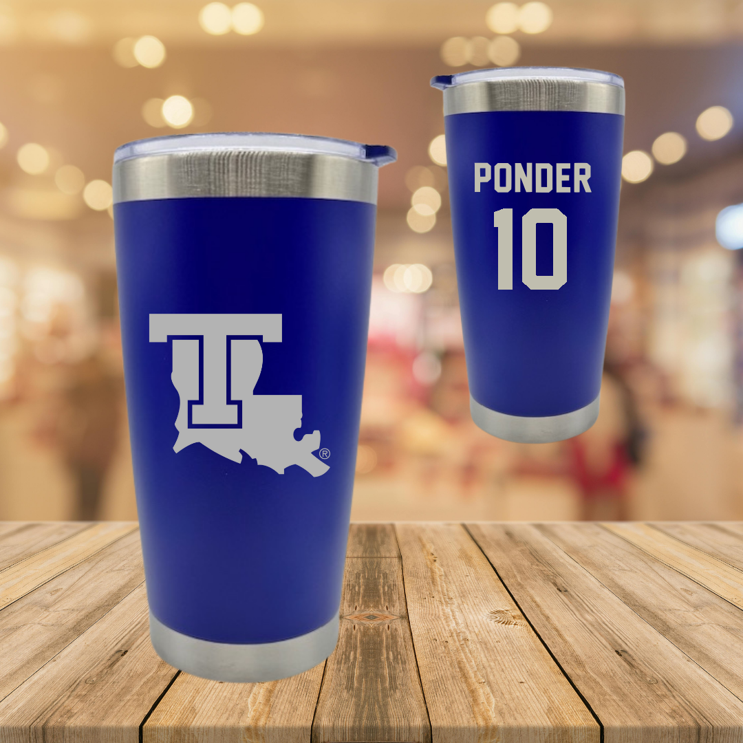 Louisiana Tech University Basketball Blue Stainless Steel Tumbler - #10 Ben Ponder