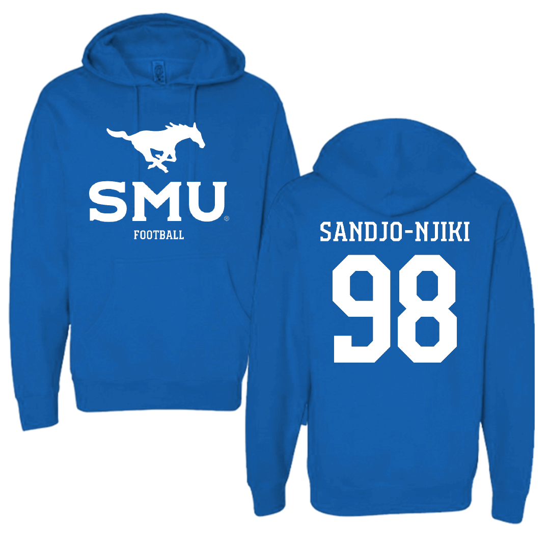 Southern Methodist University Football Blue Hoodie - #98 Mike Sandjo-Njiki