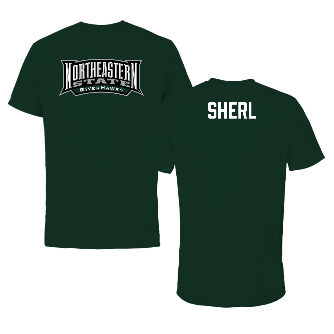 Northeastern State University Baseball Forest Green Block Tee - Gannon Sherl