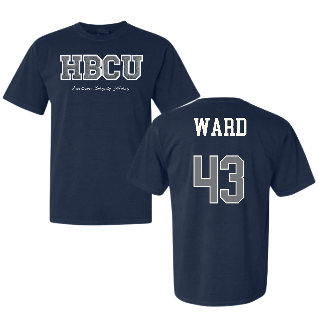 Jackson State University Football Navy HBCU Varsity Comfort Colors Tee - #43 Jace Ward