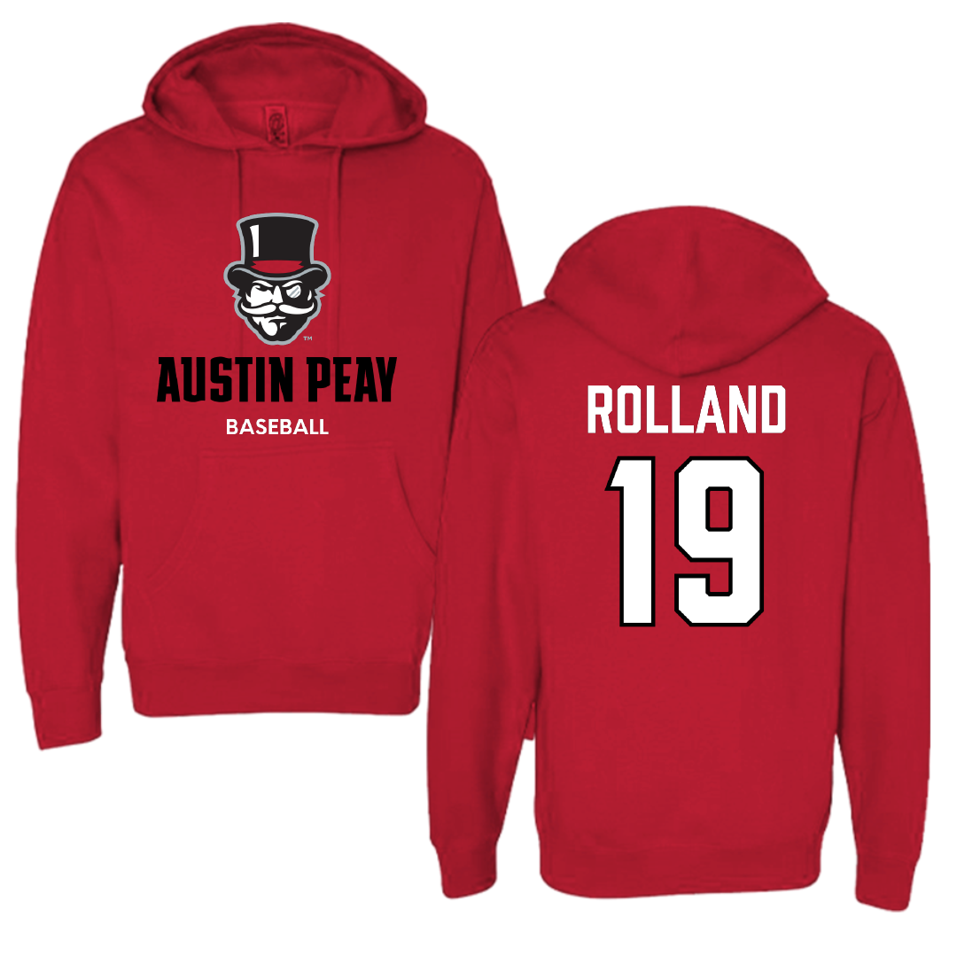 Austin Peay State University Baseball Red Hoodie - #19 Luke Rolland