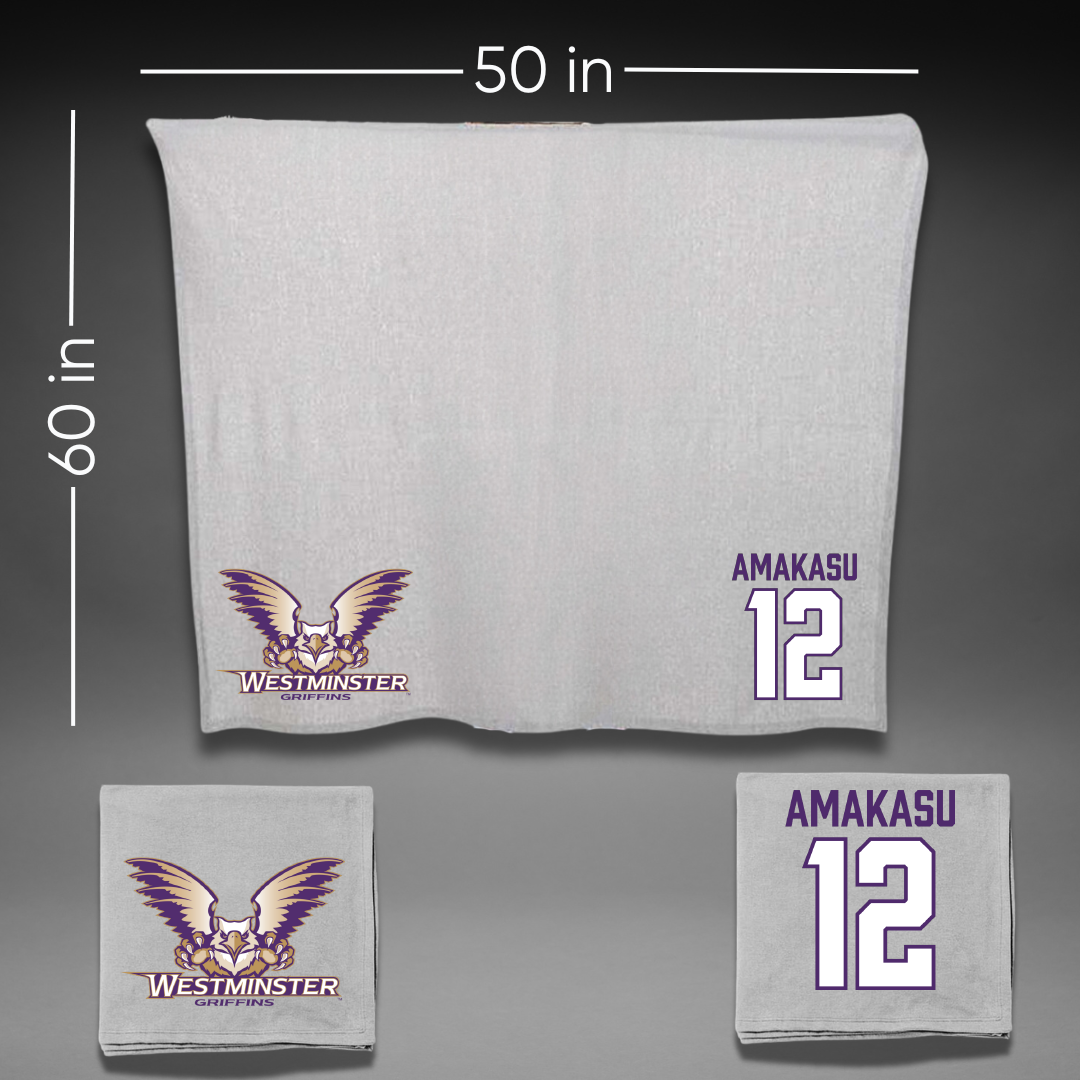 Westminster University (Utah) Basketball Gray Blanket - #12 Peter Amakasu
