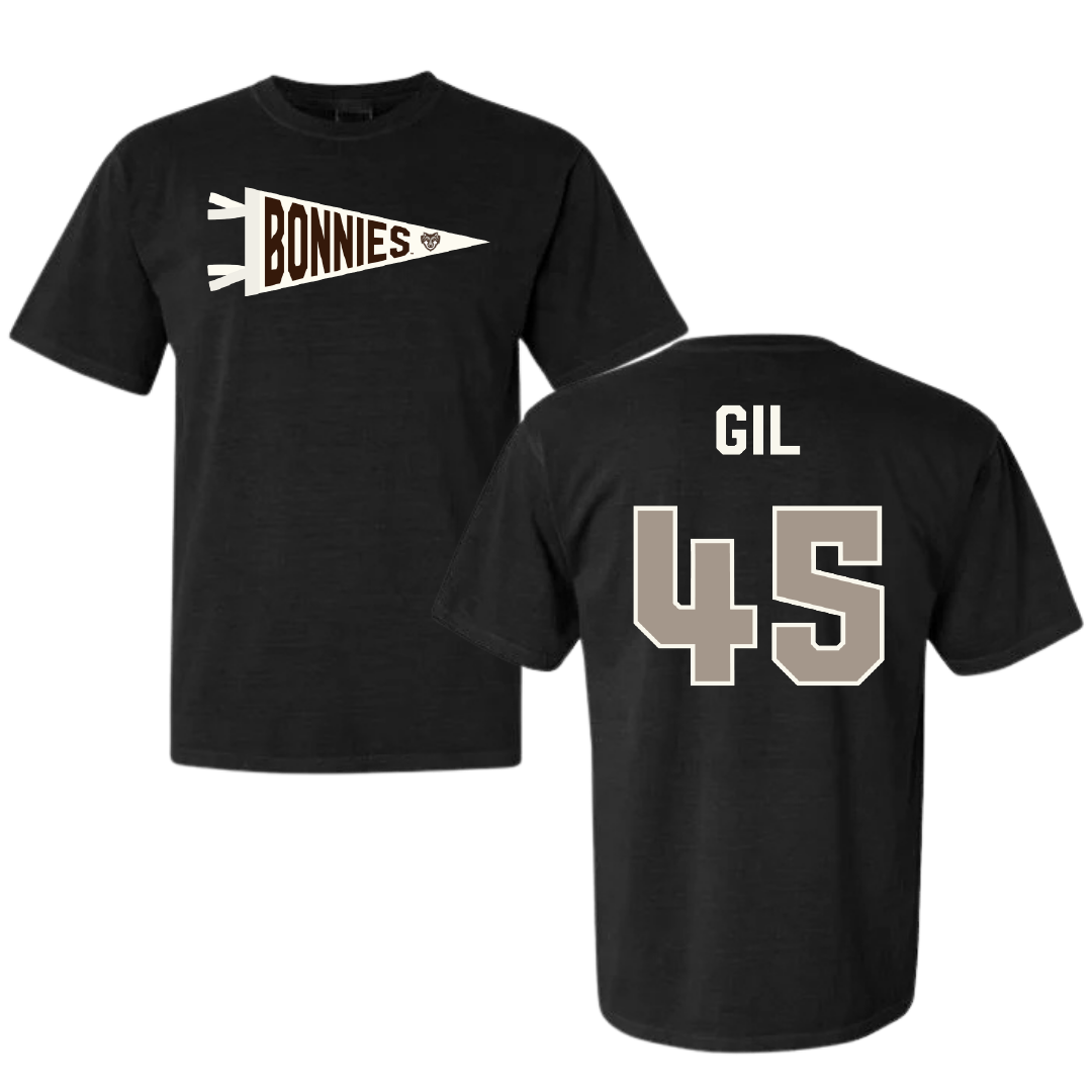 St. Bonaventure University Baseball Black Pennant Comfort Colors Tee - #45 Samuel Gil