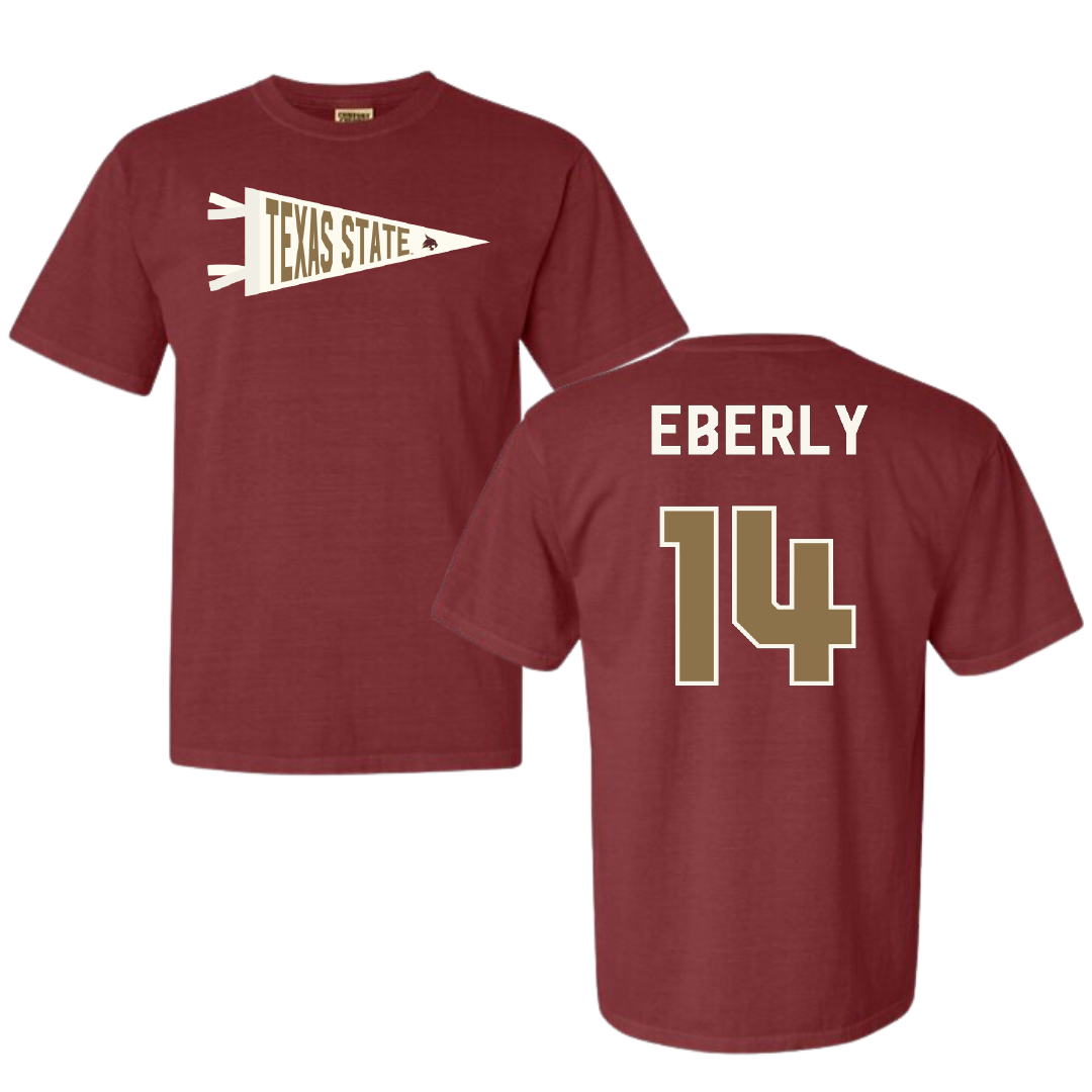 Texas State University Baseball Maroon Pennant Comfort Colors Tee - #14 Keller Eberly