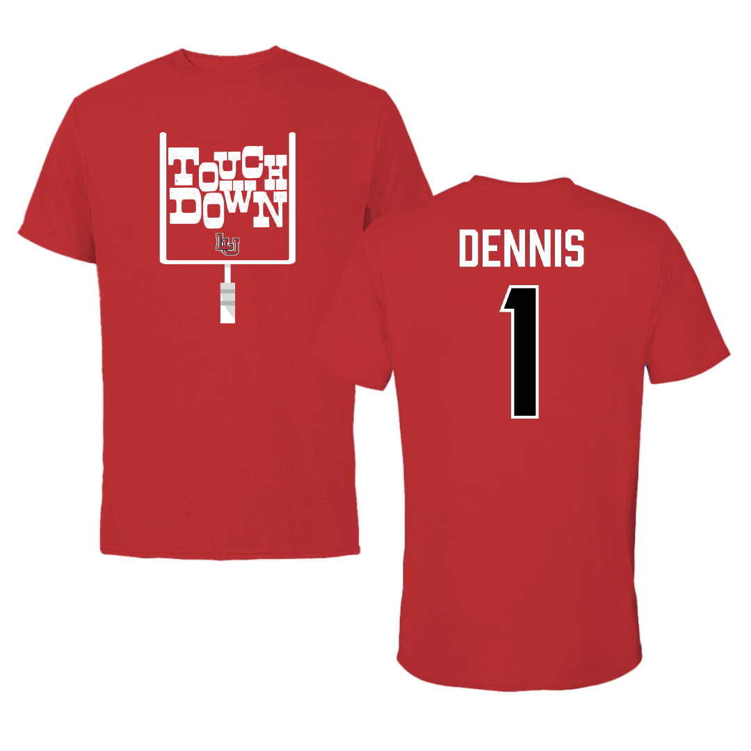 Lamar University Football Red Touchdown Performance Tee - #1 Andre Dennis