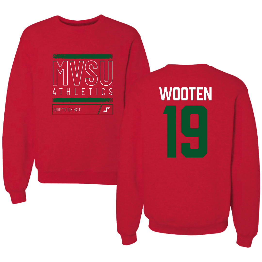 Mississippi Valley State University Volleyball Red Dominate Crewneck - #19 Taylor Wooten