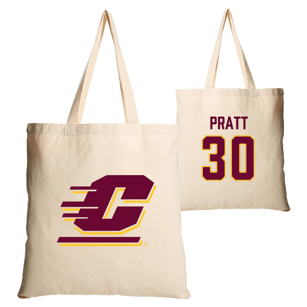 Central Michigan University Football Tan Canvas Tote Bag - #30 Ben Pratt