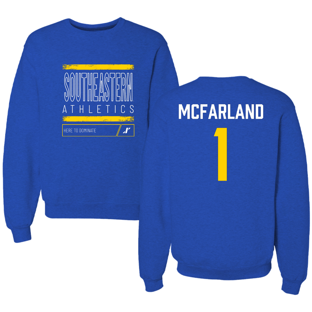 Southeastern Oklahoma State University Volleyball Blue Dominate Crewneck - #1 Riley McFarland