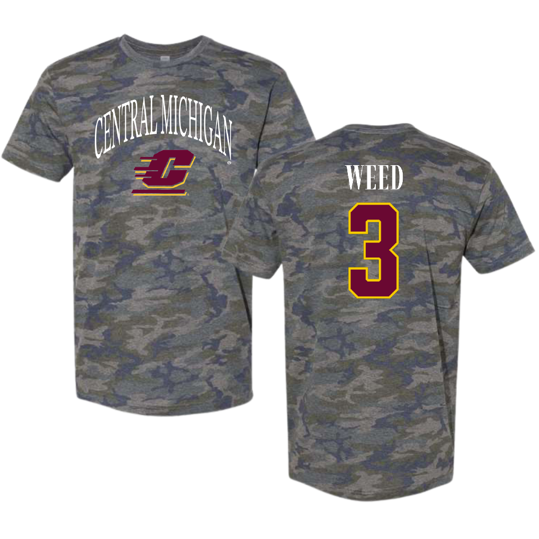 Central Michigan University Soccer (W) Vintage Camo Tee - #3 Kylee Weed