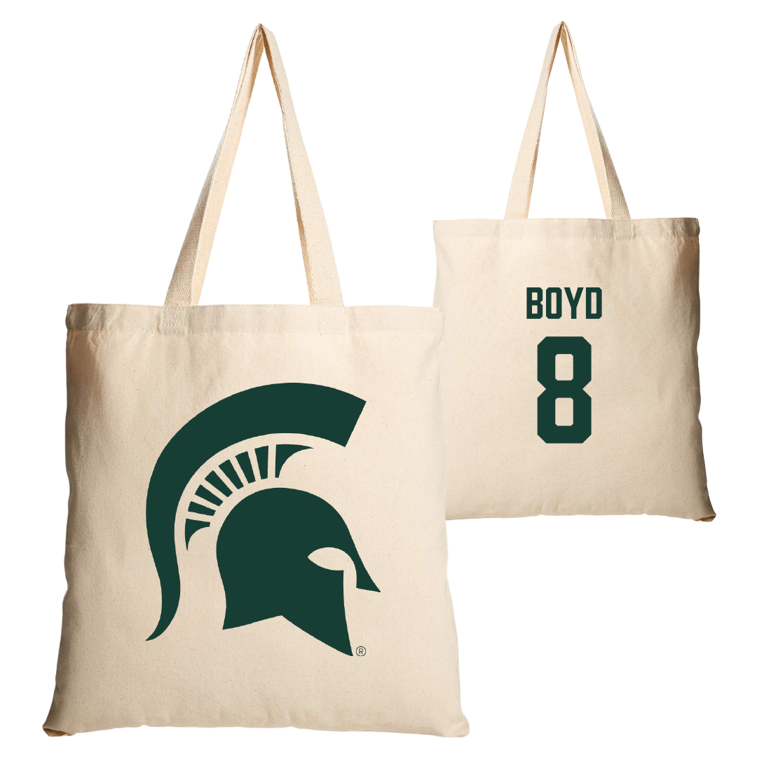 Michigan State University Football Tan Canvas Tote Bag - #8 Evan Boyd