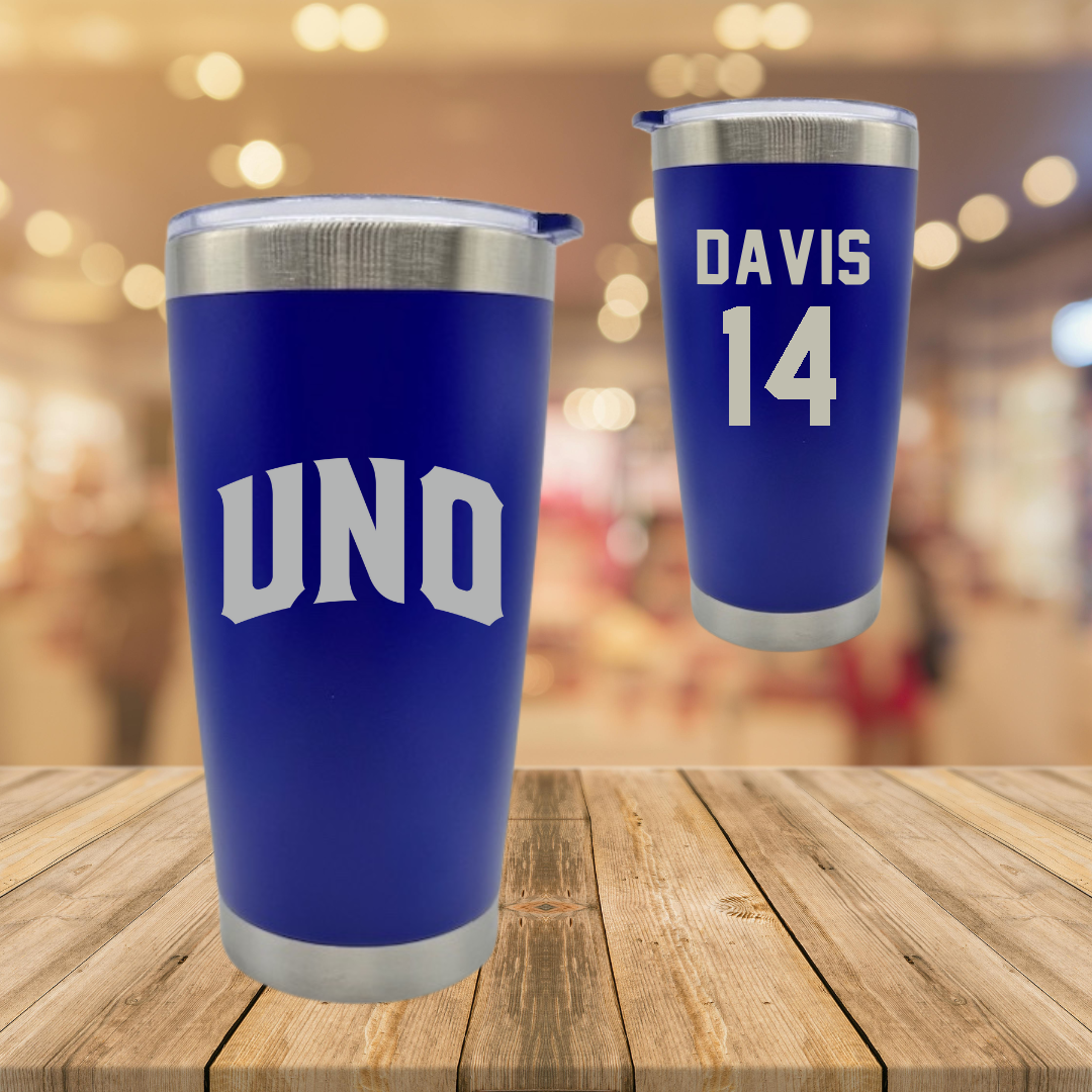 University of New Orleans Basketball Blue Stainless Steel Tumbler - #14 Kyla Davis