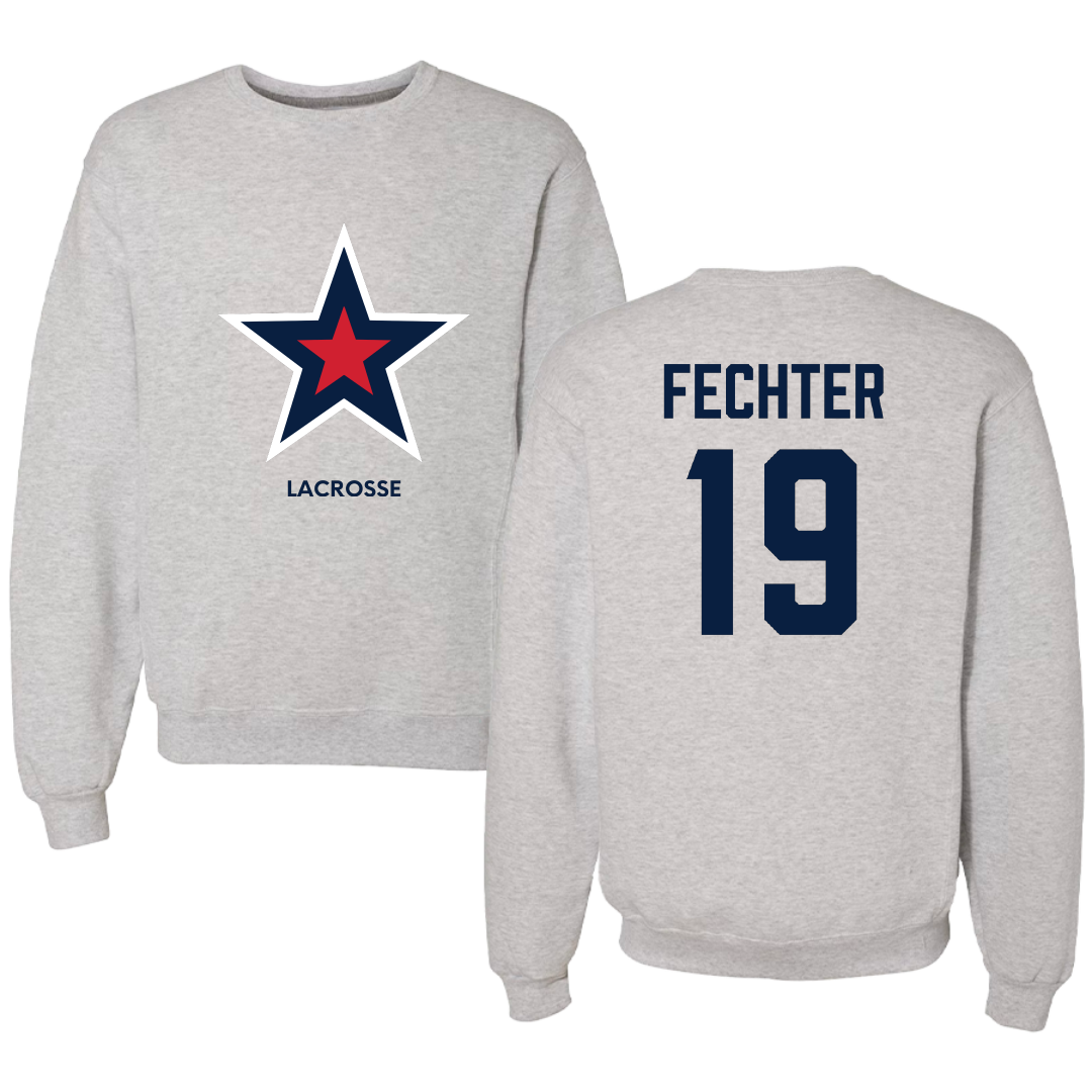 Robert Morris University Lacrosse (M) Light Gray Crewneck - #19 Nate Fechter