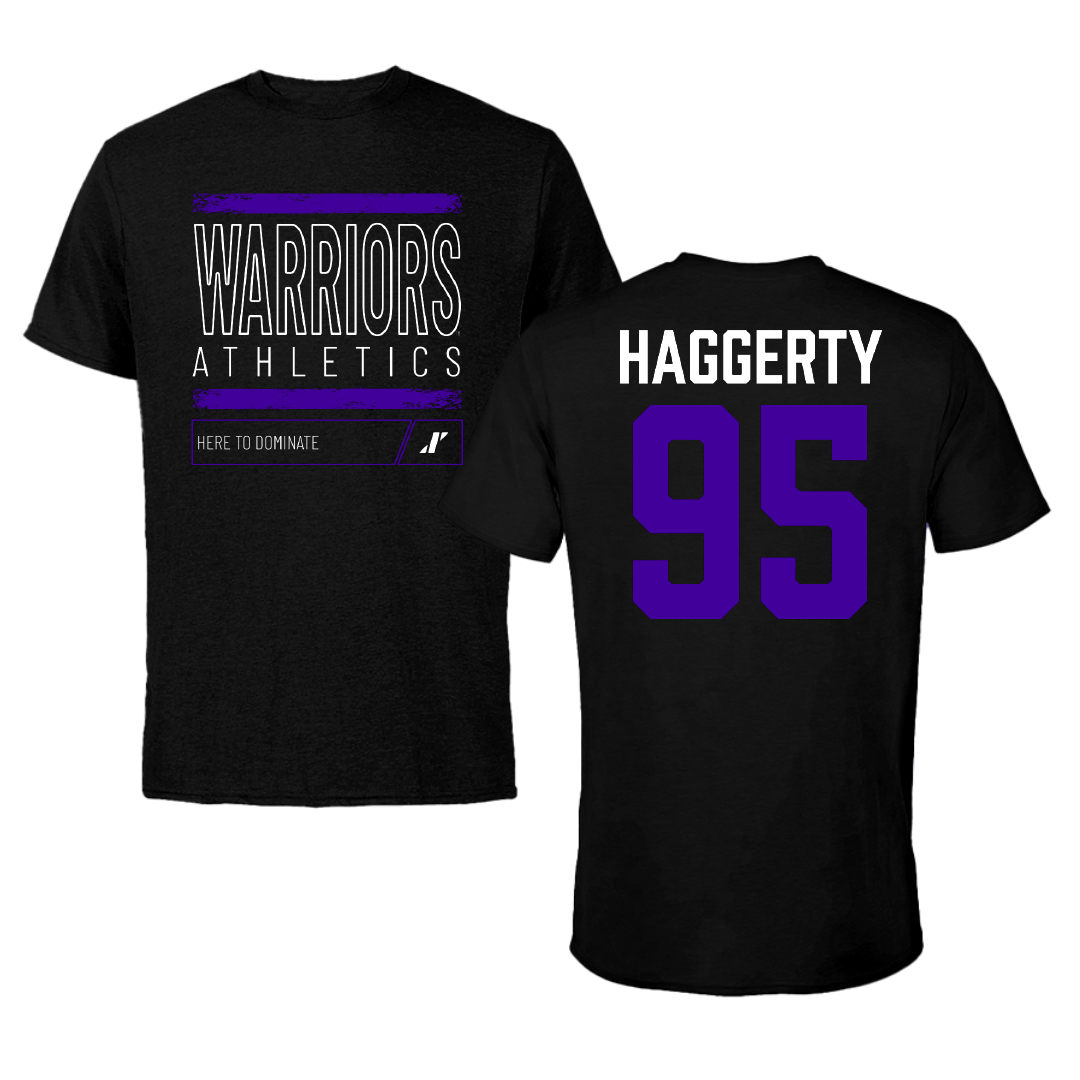 Winona State University Football Black Dominate Tee - #95 Conner Haggerty