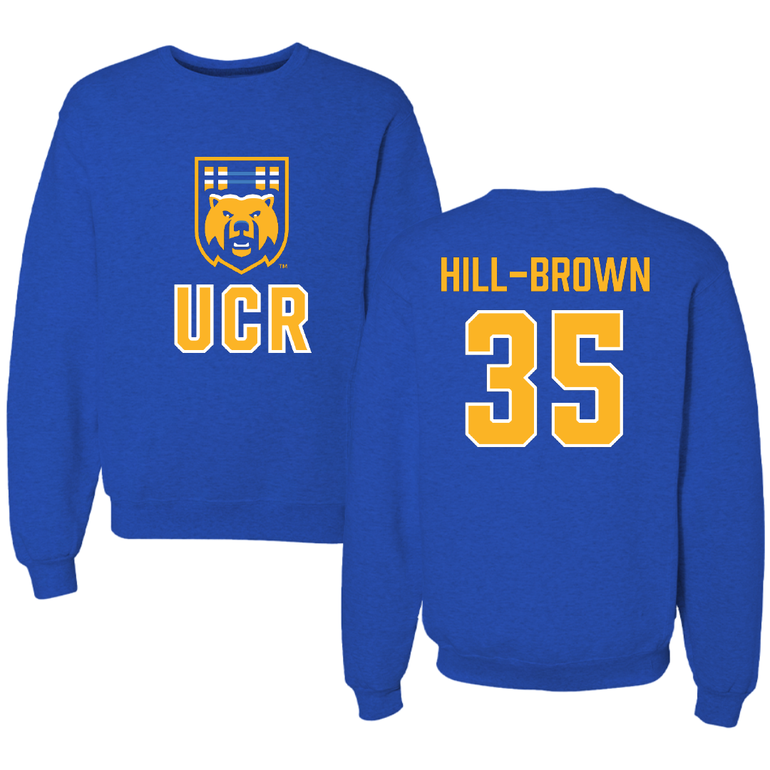 University of California-Riverside Basketball Blue Crewneck - #35 Tiairra Hill-Brown