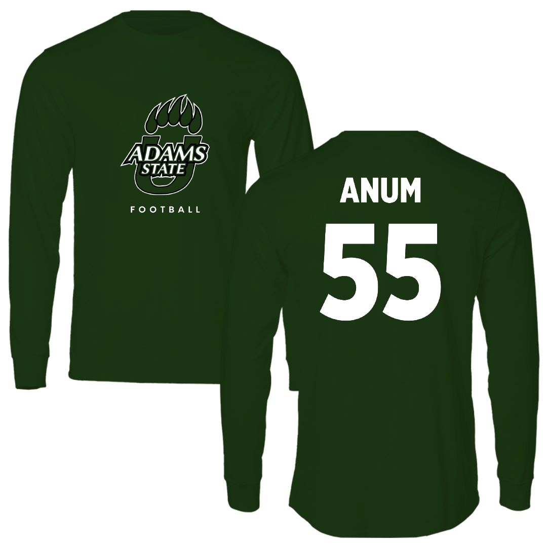Adams State University Football Forest Green Long Sleeve - #55 Maxime Anum