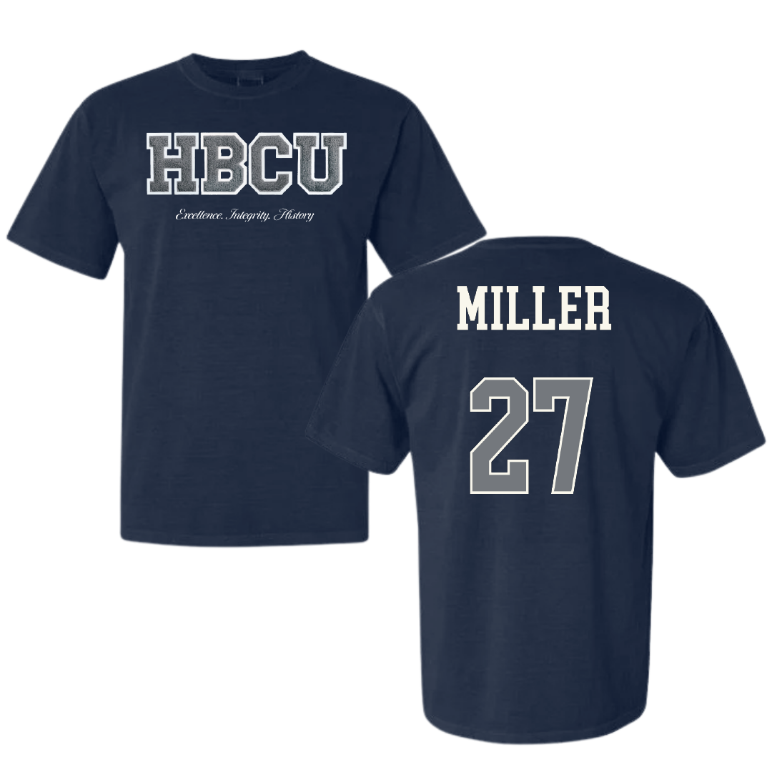 Jackson State University Football Navy HBCU Varsity Comfort Colors Tee - #27 Ahmad Miller
