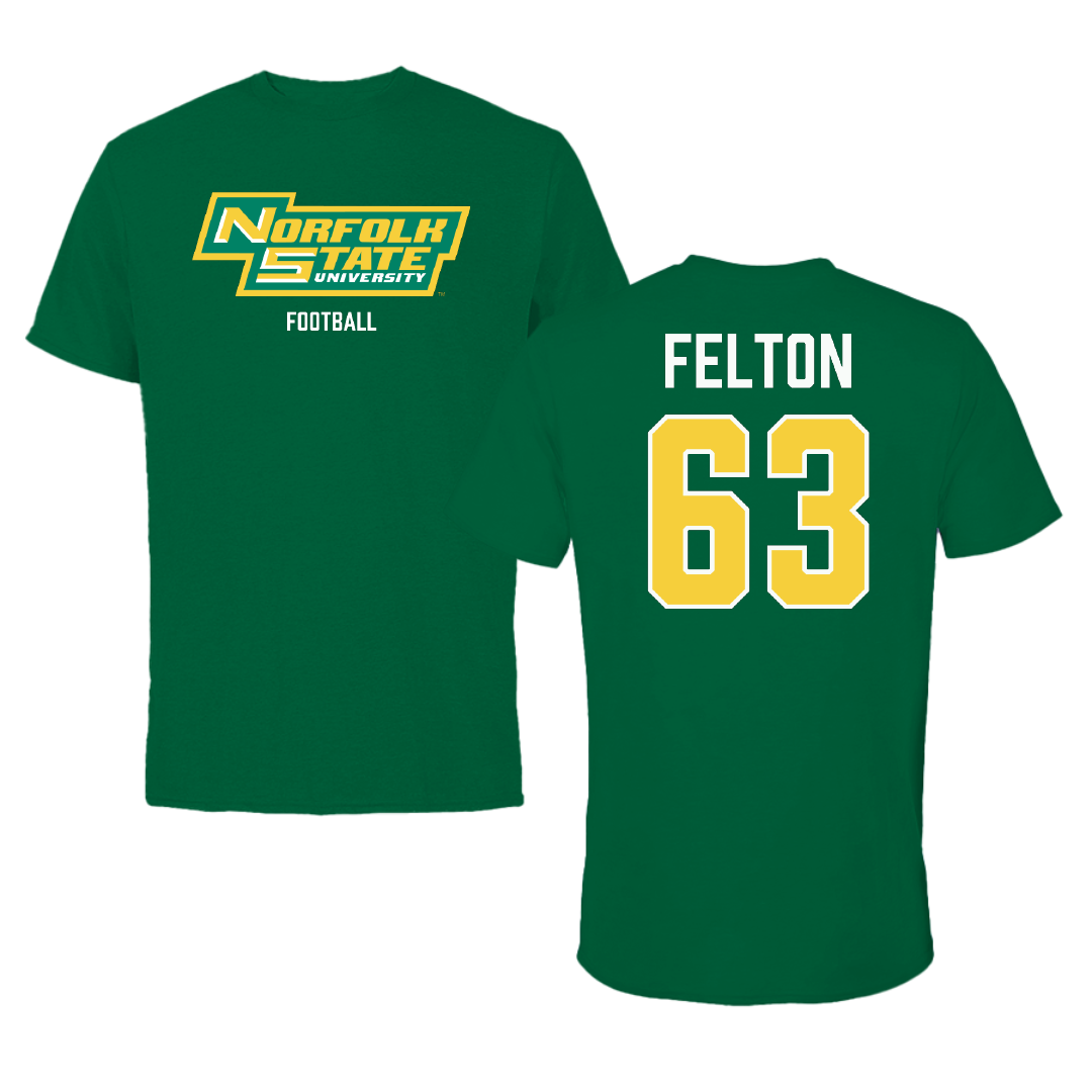 Norfolk State University Football Green Tee - #63 Marselle Felton