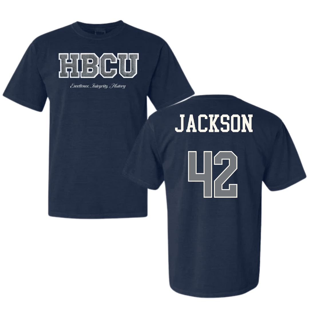 Jackson State University Softball Navy HBCU Varsity Comfort Colors Tee - #42 Jace Jackson