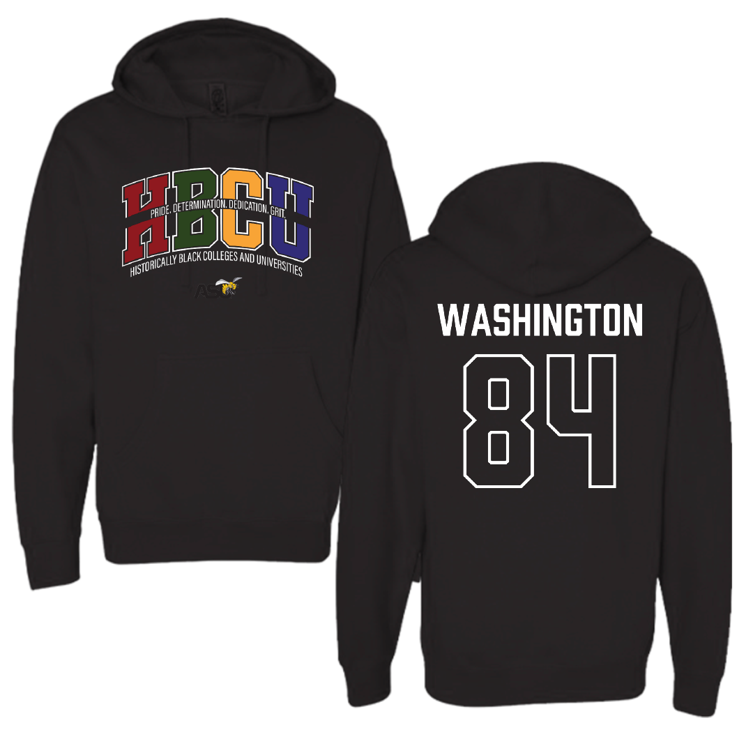 Alabama State University Football Black HBCU Hoodie - #84 Joshua Washington