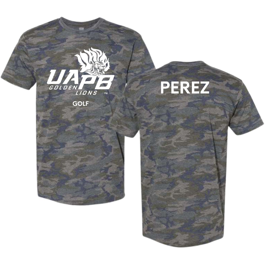 University of Arkansas-Pine Bluff Golf (M) Vintage Camo Tee - Angel Perez