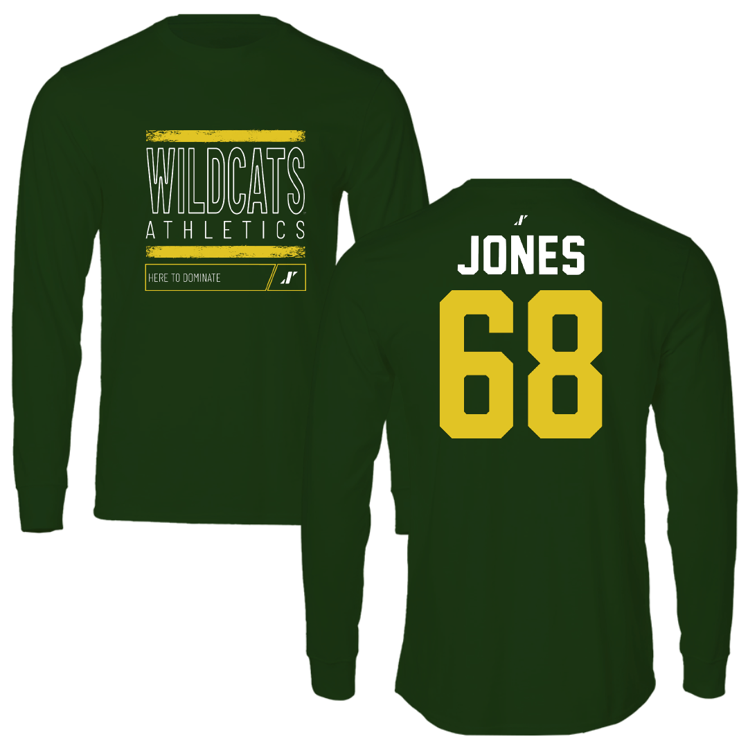 Northern Michigan University Football Forest Green Dominate Performance Long Sleeve - #68 Tommy Jones