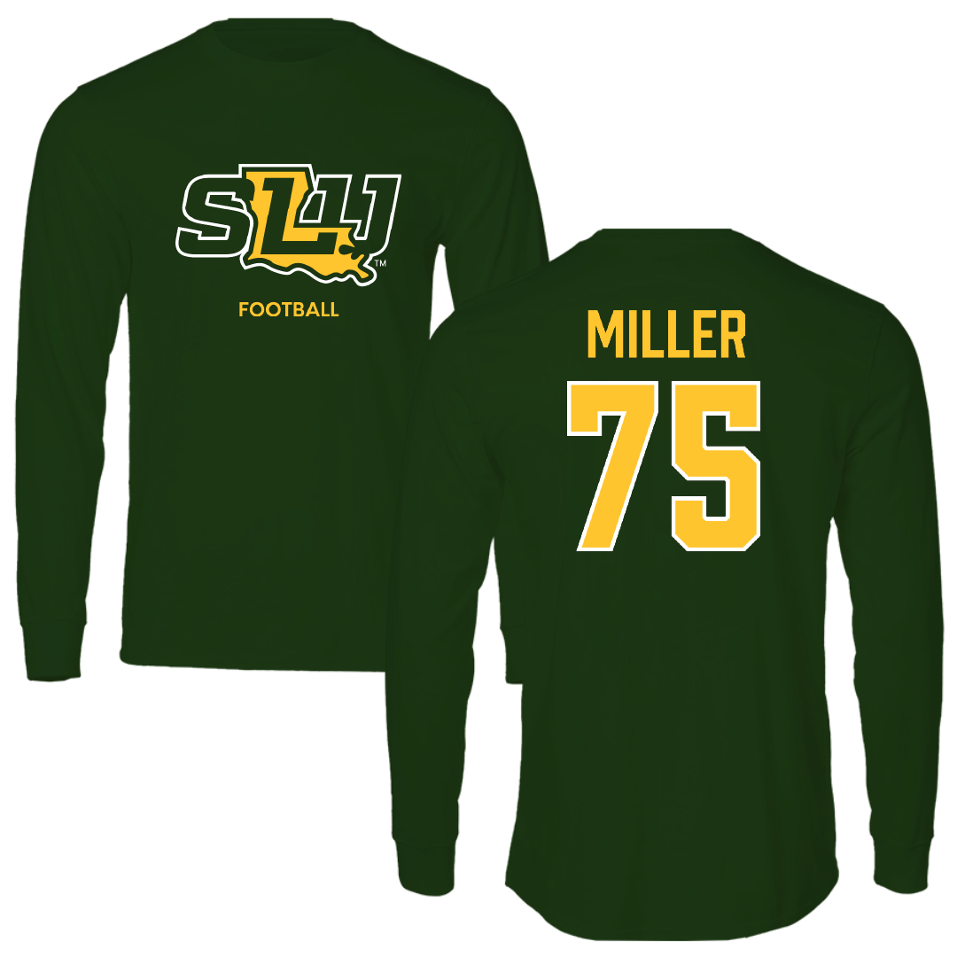 Southeastern Louisiana University Football Forest Green Performance Long Sleeve - #75 Blakeley Miller