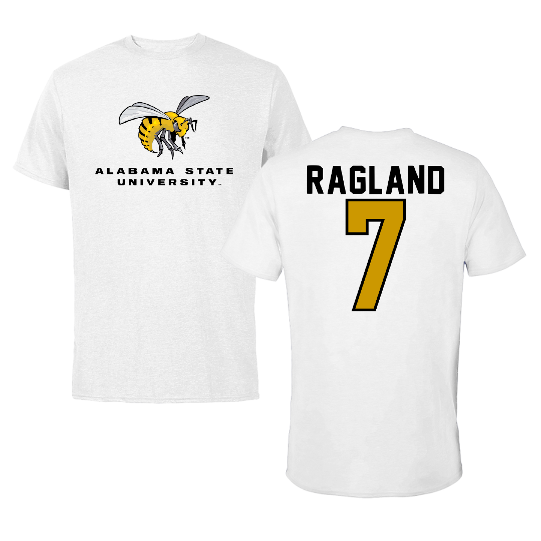 Alabama State University Football White Performance Tee - #7 Braylen Ragland
