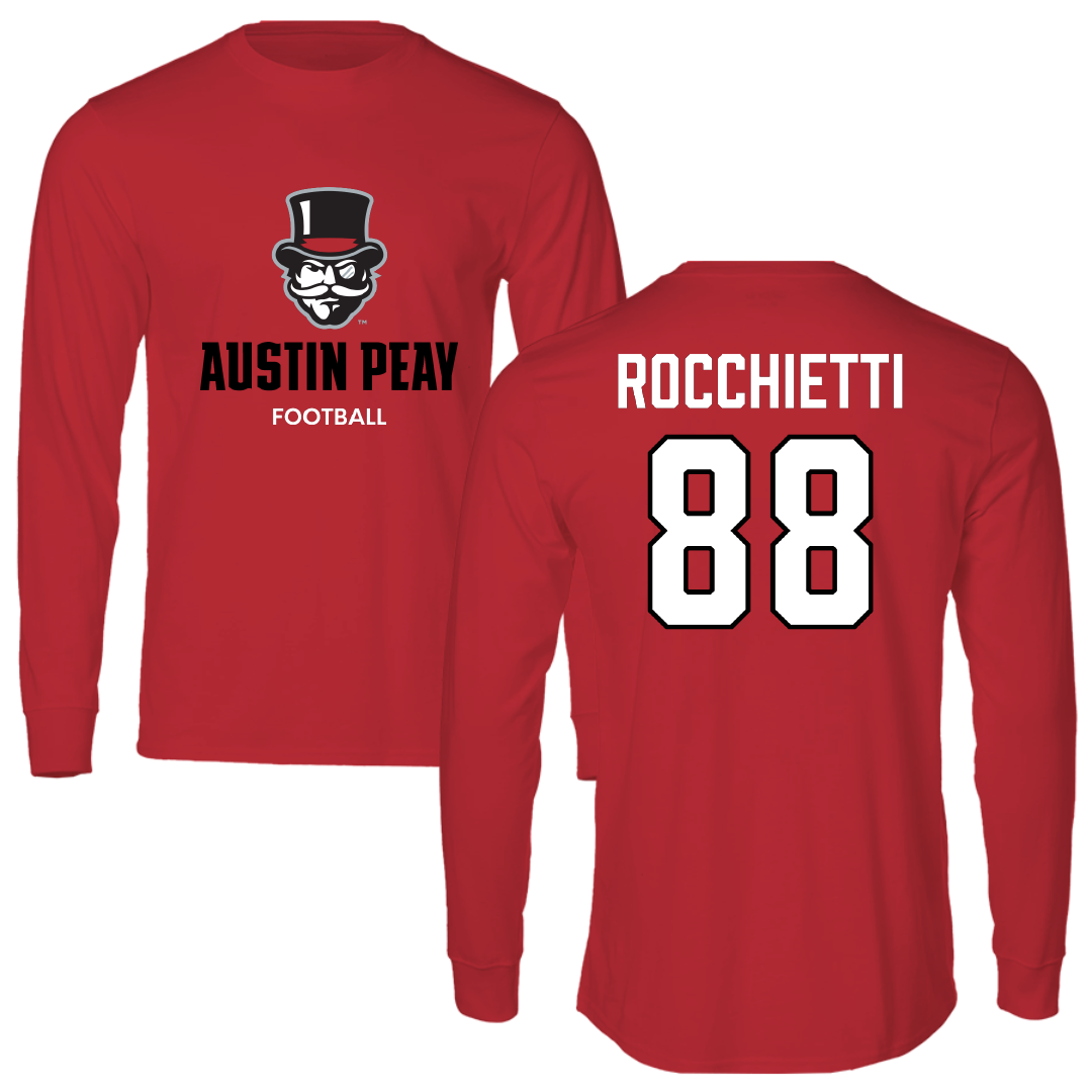 Austin Peay State University Football Red Mascot Performance Long Sleeve - #88 Corey Rocchietti