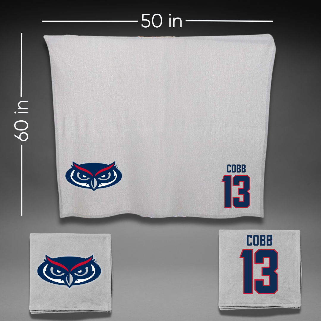 Florida Atlantic University Football Gray Blanket - #13 A'ceon Cobb