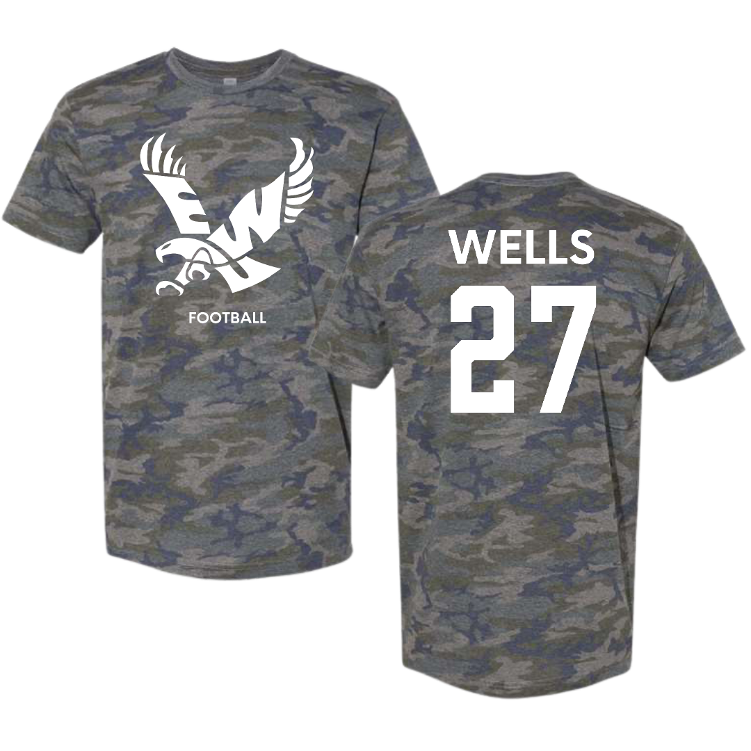 Eastern Washington University Football Vintage Camo Tee - #27 DaJean Wells