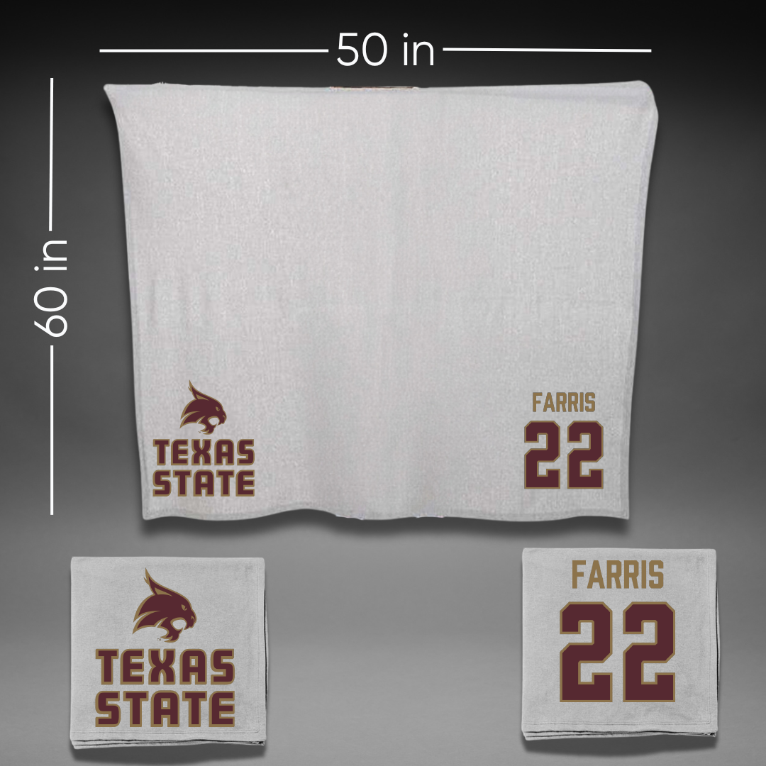 Texas State University Baseball Gray Blanket - #22 Ethan Farris