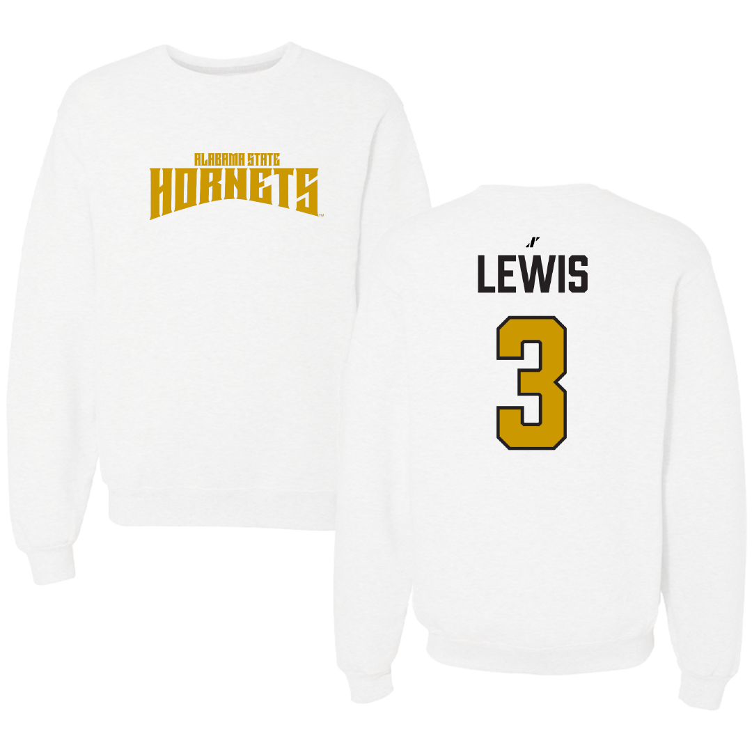 Alabama State University Football White Classic Crewneck - #3 Keane Lewis