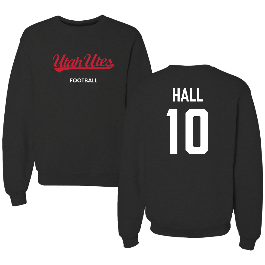 University of Utah Football Black Crewneck - #10 Johnathan Hall