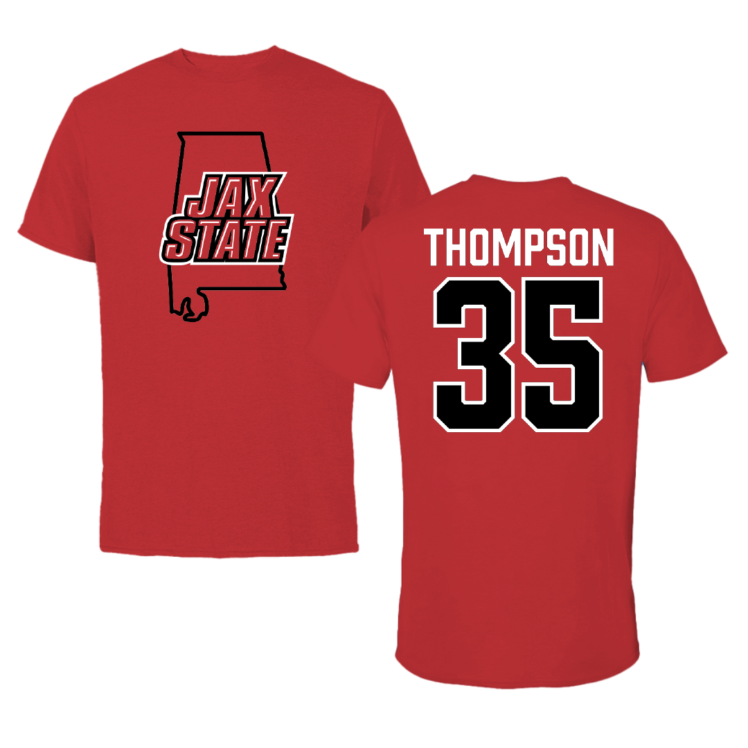 Jacksonville State University Football Red State Tee - #35 Aidan Thompson