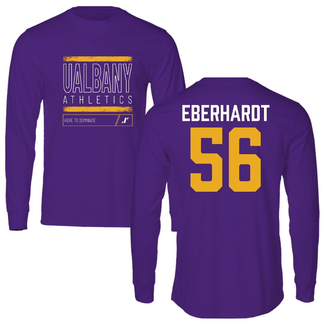 University at Albany Football Purple Dominate Long Sleeve - #56 Neco Eberhardt