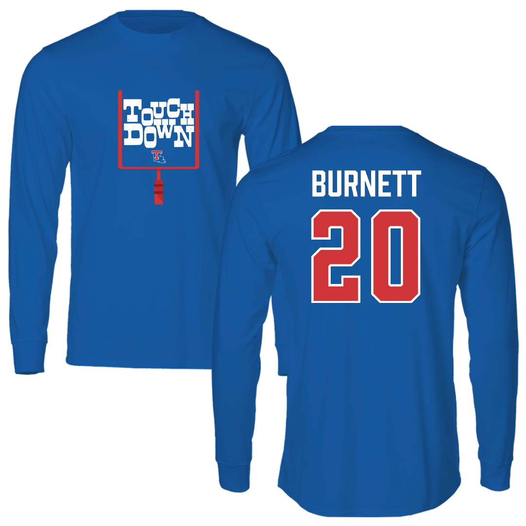 Louisiana Tech University Football Blue Touchdown Performance Long Sleeve - #20 J'Dan Burnett