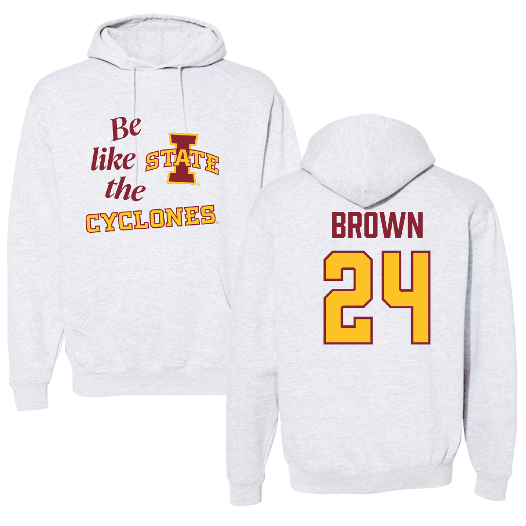 Iowa State University Basketball (W) Light Gray Be Like Us Hoodie - #24 Addy Brown