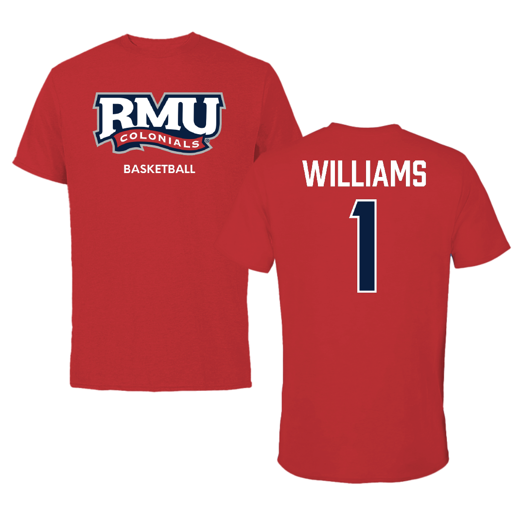 Robert Morris University Basketball (M) Red Colonials Tee - #1 Justice Williams