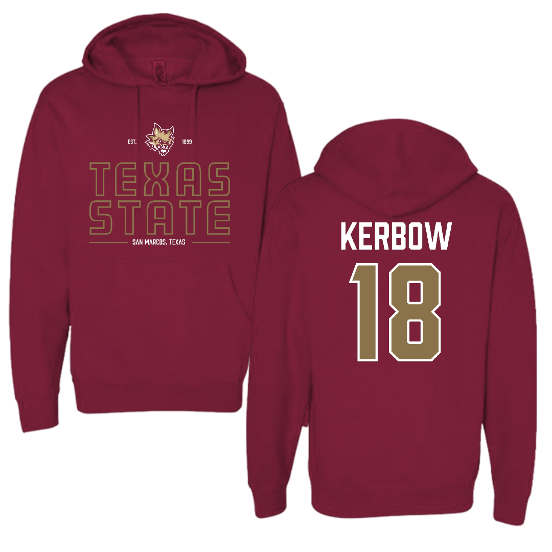 Texas State University Baseball Maroon General Hoodie - #18 Dylan Kerbow