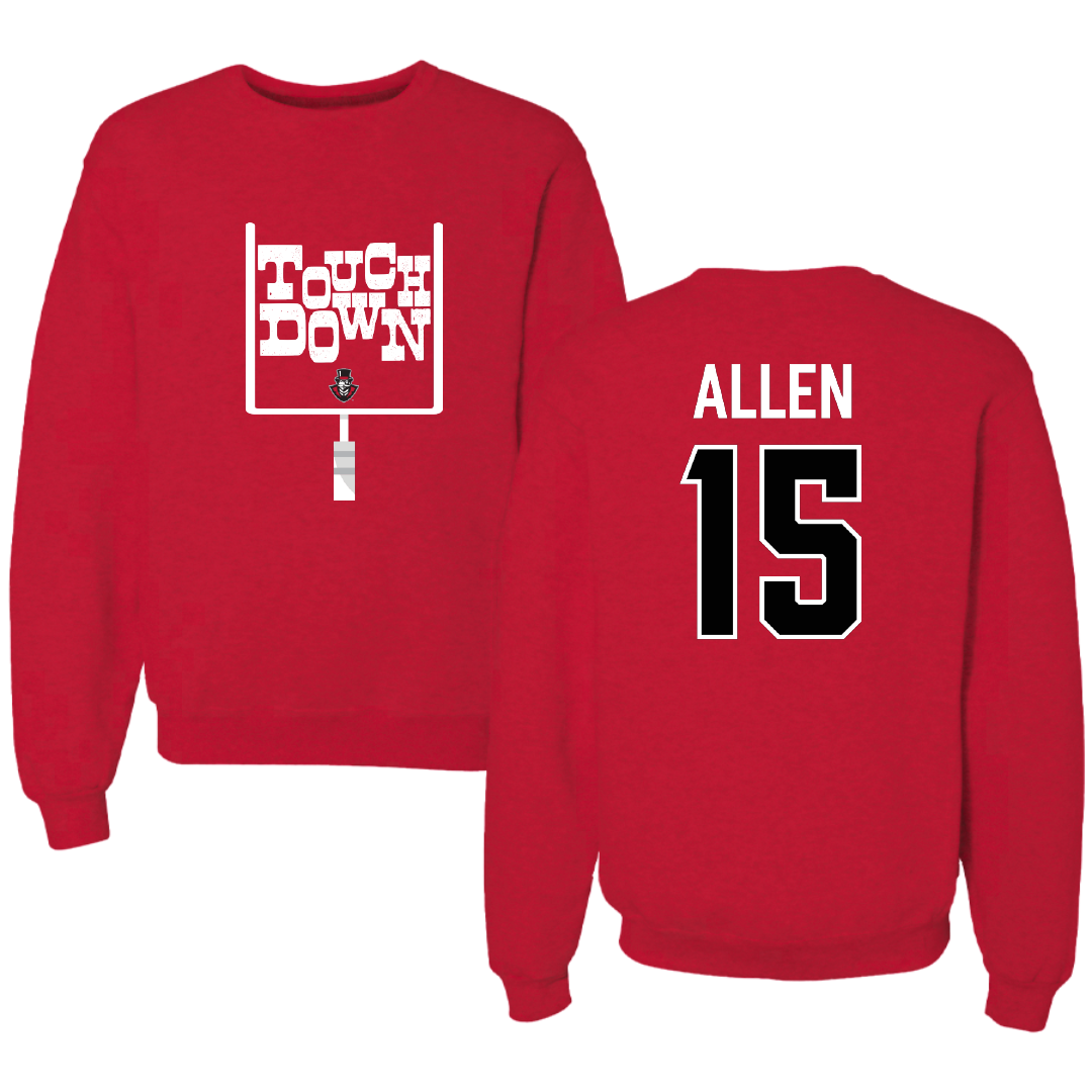 Austin Peay State University Football Red Touchdown Crewneck - #15 Chase Allen