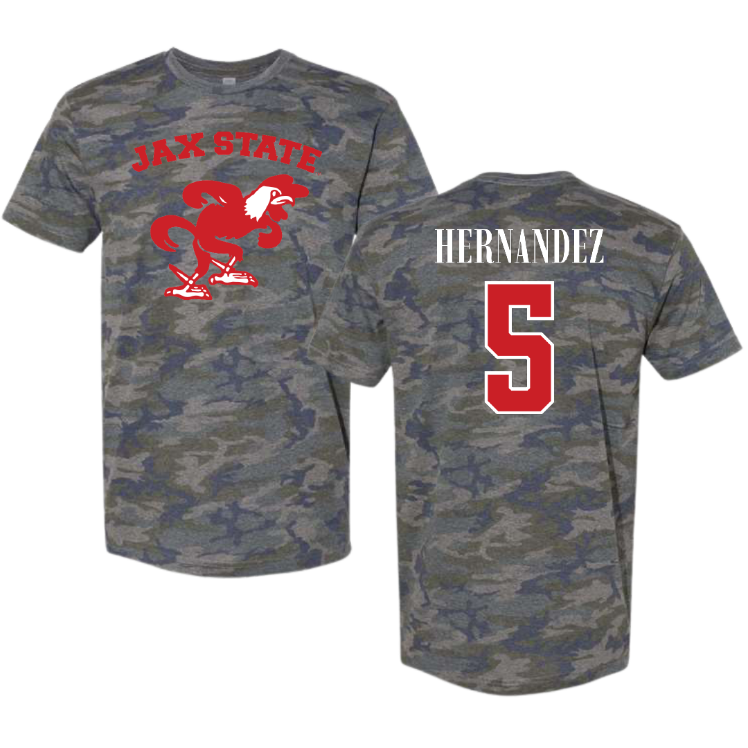Jacksonville State University Baseball Vintage Camo Tee - #5 Javon Hernandez
